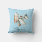 Airplane Photo "Hug This Until I Land" Baby Boy クッション (正面)
