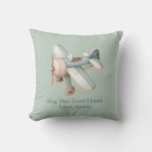 Airplane Photo "Hug This Until I Land" Baby Boy クッション (正面)