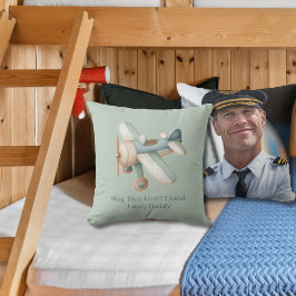 Airplane Photo "Hug This Until I Land" Baby Boy クッション