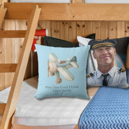 Airplane Photo "Hug This Until I Land" Baby Boy クッション