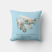 Airplane Photo "Hug This Until I Land" Baby Boy クッション (正面)