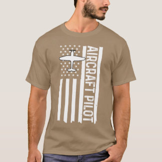 Airplane Pilot Aviation American Flag Plane friend Tシャツ