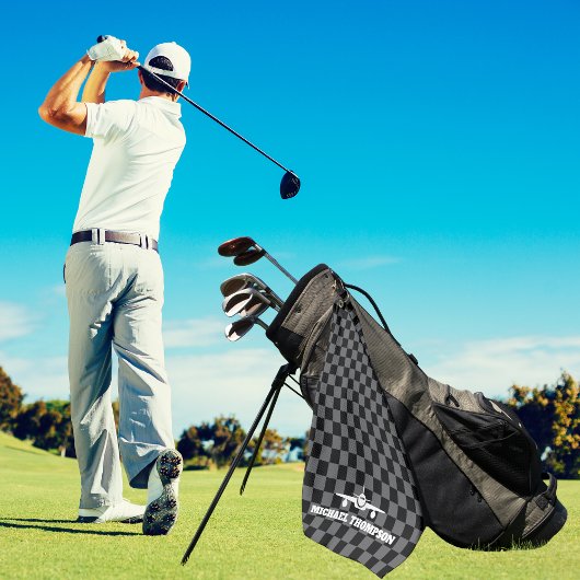 Airplane Pilot Captain Modern Black and White  ゴルフタオル