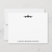 Airplane Pilot Captain Modern Black and White  ノートカード (正面)