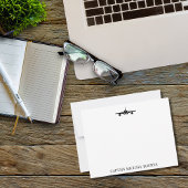 Airplane Pilot Captain Modern Black and White  ノートカード