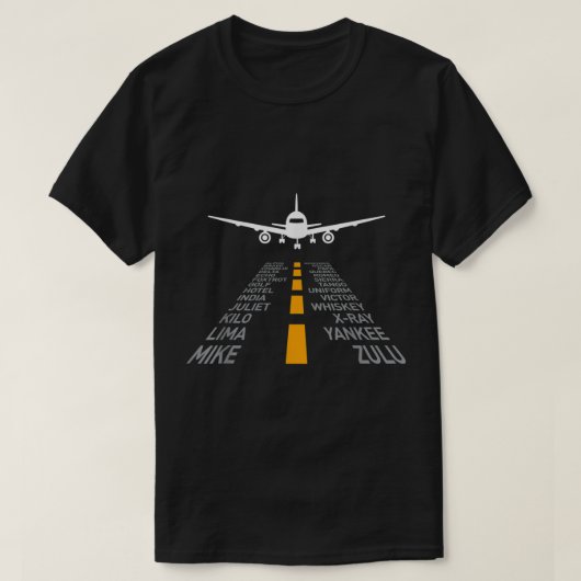 Airplane Pilot Gifts Airport Runway Phonetic Alpha Tシャツ (デザイン正面)