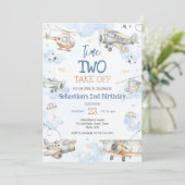 Airplane Pilot Party Time Two Take Off Birthday 招待状 (スタンド正面)