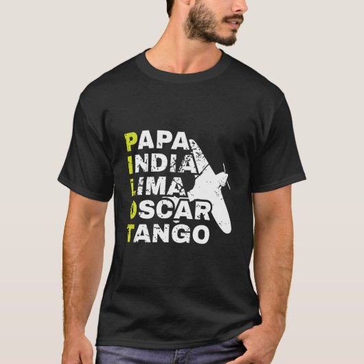 Airplane Pilot Phonetic Alphabet Papa India Lima O Tシャツ (正面)