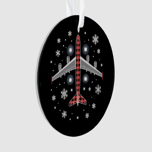 Airplane Plaid Christmas Pilot オーナメント (正面)