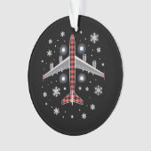 Airplane Plaid Christmas Pilot オーナメント (正面)