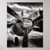 Airplane propeller Black and White ポスター (正面)