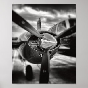Airplane propeller Black and White ポスター