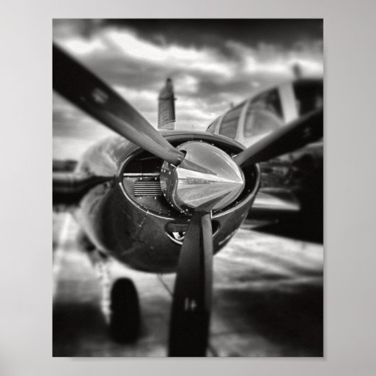 Airplane propeller Black and White ポスター (正面)