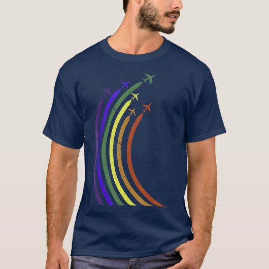 Airplane Rainbow  CSD LGBTQ Pride Tシャツ (正面)