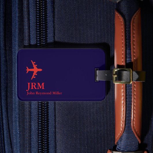 Airplane Red Airline Aviation Monogrammed  ラゲッジタグ (正面インサイチュ4)