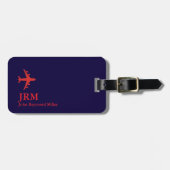 Airplane Red Airline Aviation Monogrammed  ラゲッジタグ (正面横)