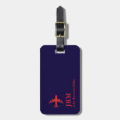 Airplane Red Airline Aviation Monogrammed  ラゲッジタグ (正面縦)