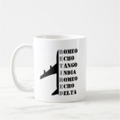 Airplane Retired Nato Phonetic Alphabet Aviation コーヒーマグカップ (左)