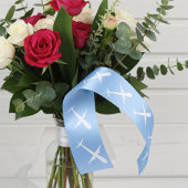 Airplane Soaring High in Formation on Sky Blue サテンリボン