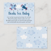 Airplane Stars Clouds Baby Shower Book Request エンクロージャーカード (正面/裏面)