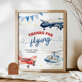 Airplane Theme Birthday Thank You Custom Sign ポスター