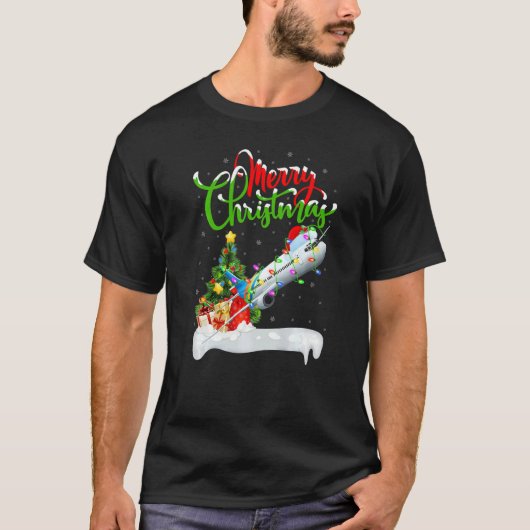 Airplane Xmas Decorations Santa Airplane Christma Tシャツ (正面)