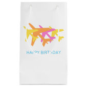 Airplanes Orange Yellow Pink Travel Happy Birthday スモールペーパーバッグ (正面)