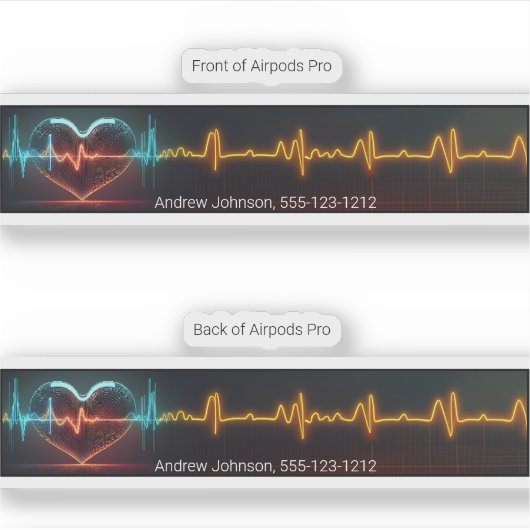 Airpods Pro Case Decorative Skin - Heartbeat シール (正面)