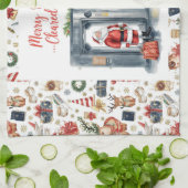 Airport Christmas themed with Santa Claus キッチンタオル (折り畳み)