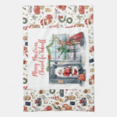 Airport Christmas themed with Santa Claus キッチンタオル (縦)