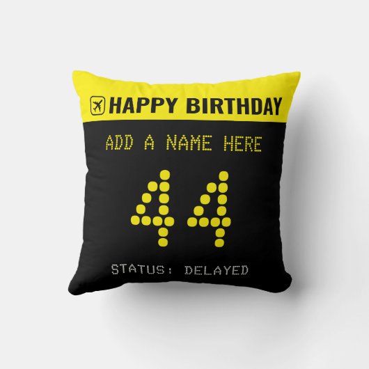 Airport Flight Board Birthday Throw Pillow クッション (裏面)