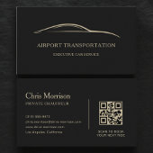 Airport Transportation QR Code Black & Gold 名刺