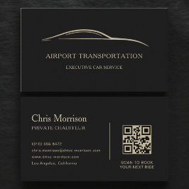 Airport Transportation QR Code Black & Gold 名刺