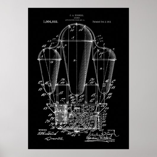 Airship Steampunk Patent Poster ポスター (正面)