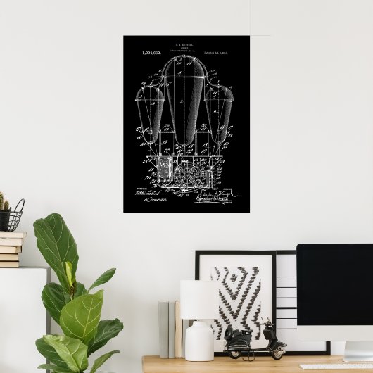 Airship Steampunk Patent Poster ポスター (ホームオフィス)