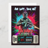Airsoft Birthday Invitation | Action-Packed Invite 招待状 (正面/裏面)