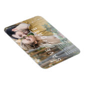 Airy白いオーバーレイ写真の保存結婚日付 マグネット (右側)