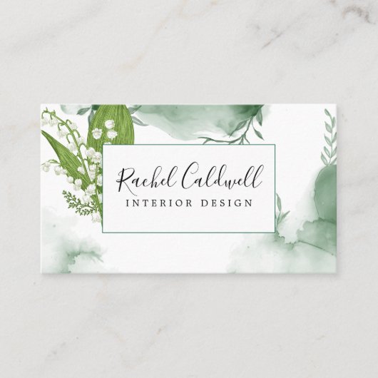Airy緑の葉_白い花 名刺 (正面)