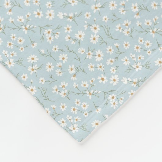 Airy Chamomile & Sky Blue Wildflower Meadow フリースブランケット (角)