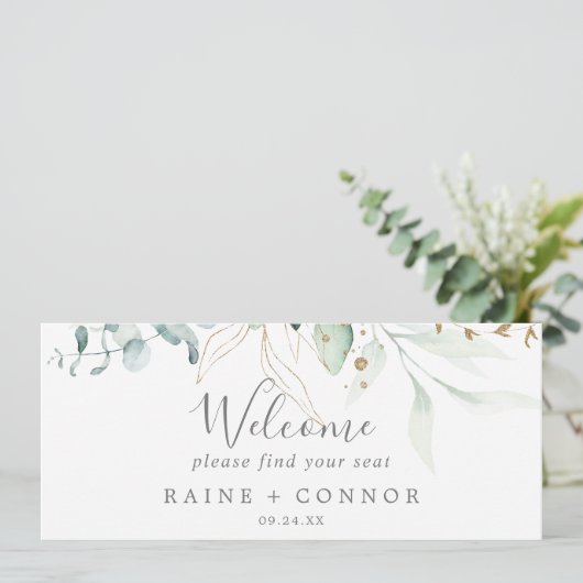 Airy Greeneryのシーぶら下がったティングチャートのウェルカムヘッダー (スタンド正面)