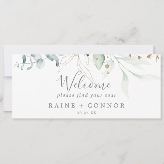 Airy Greeneryのシーぶら下がったティングチャートのウェルカムヘッダー (正面)