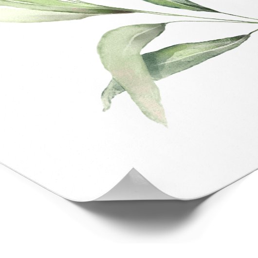 Airy Greeneryブライダルシャワーフォトウェルカムサイン ポスター (角)