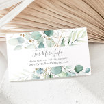 Airy Greenery and Gold Leaf Wedding Website エンクロージャーカード<br><div class="desc">This airy greenery and gold leaf wedding website enclosure card is perfect for a modern wedding. The elegant botanical design features light and airy watercolor eucalyptus accented with whimsical gold glitter leaves.</div>
