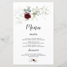 Airy Greenery Burgundyフローラ金ゴールド結婚のメニュー