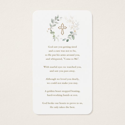 Airy Greenery Eucalyptus写真葬式祈りの言葉カード (裏面)
