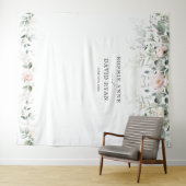 Airy Greenery Pinkフローラ金ゴールド結婚のフォトプロップ タペストリー (インサイチュ(横))