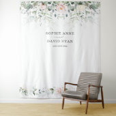 Airy Greenery Pinkフローラ金ゴールド結婚のフォトプロップ タペストリー (インサイチュ)