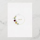 Airy Greenery Sunflowers Burgundy Gold Wedding 箔招待状 (裏面)