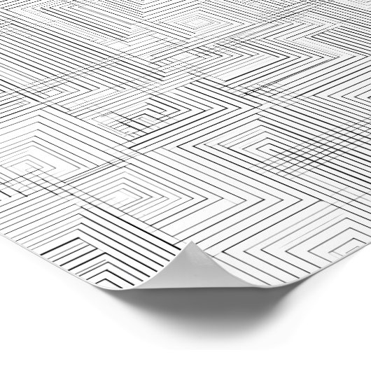 Airy Layered Labyrinth Decoupage Template Line Art ポスター (角)
