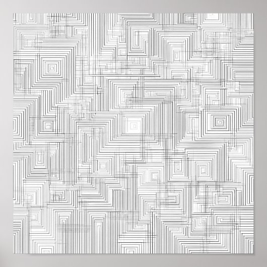 Airy Layered Labyrinth Decoupage Template Line Art ポスター (正面)